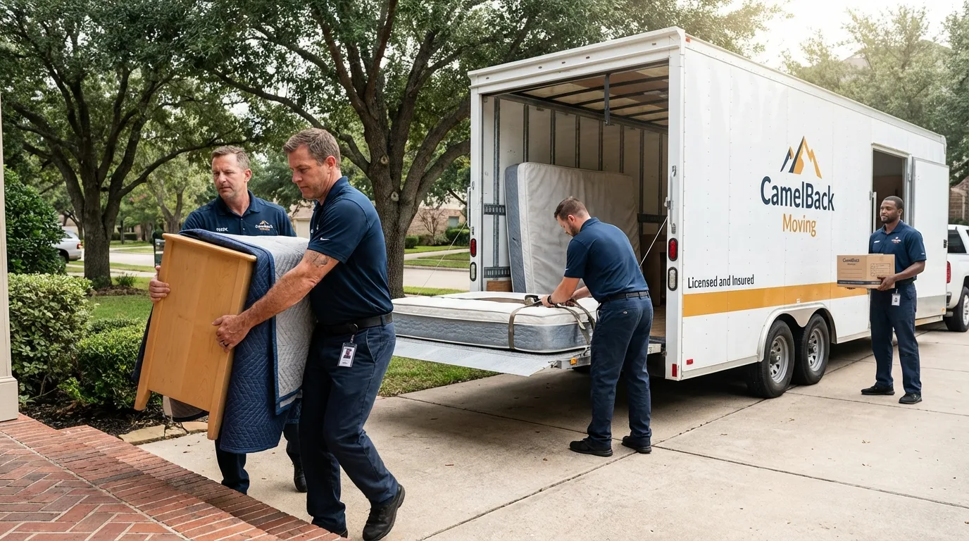 Crew loading residential truck for cross-state move from Savannah, GA