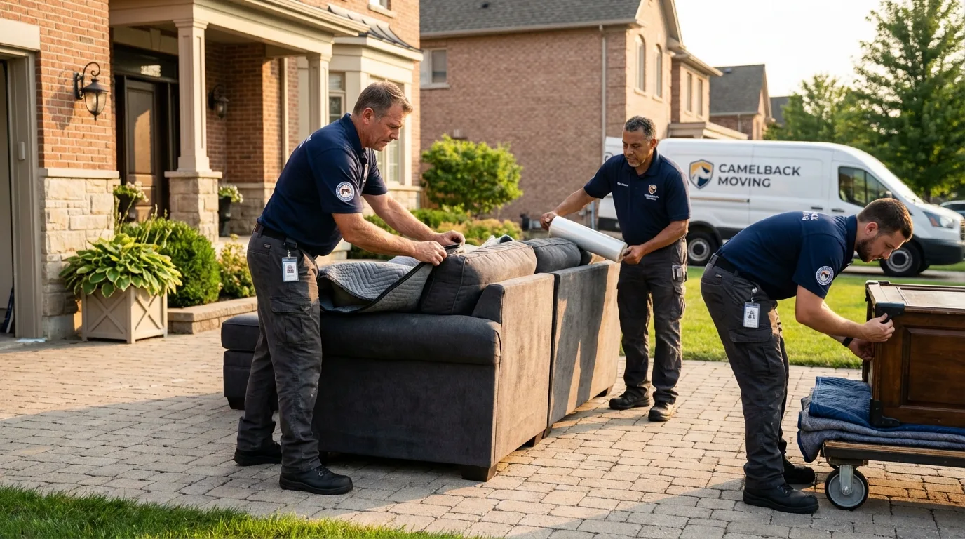 Large estate moving crew wrapping furniture in Savannah, GA
