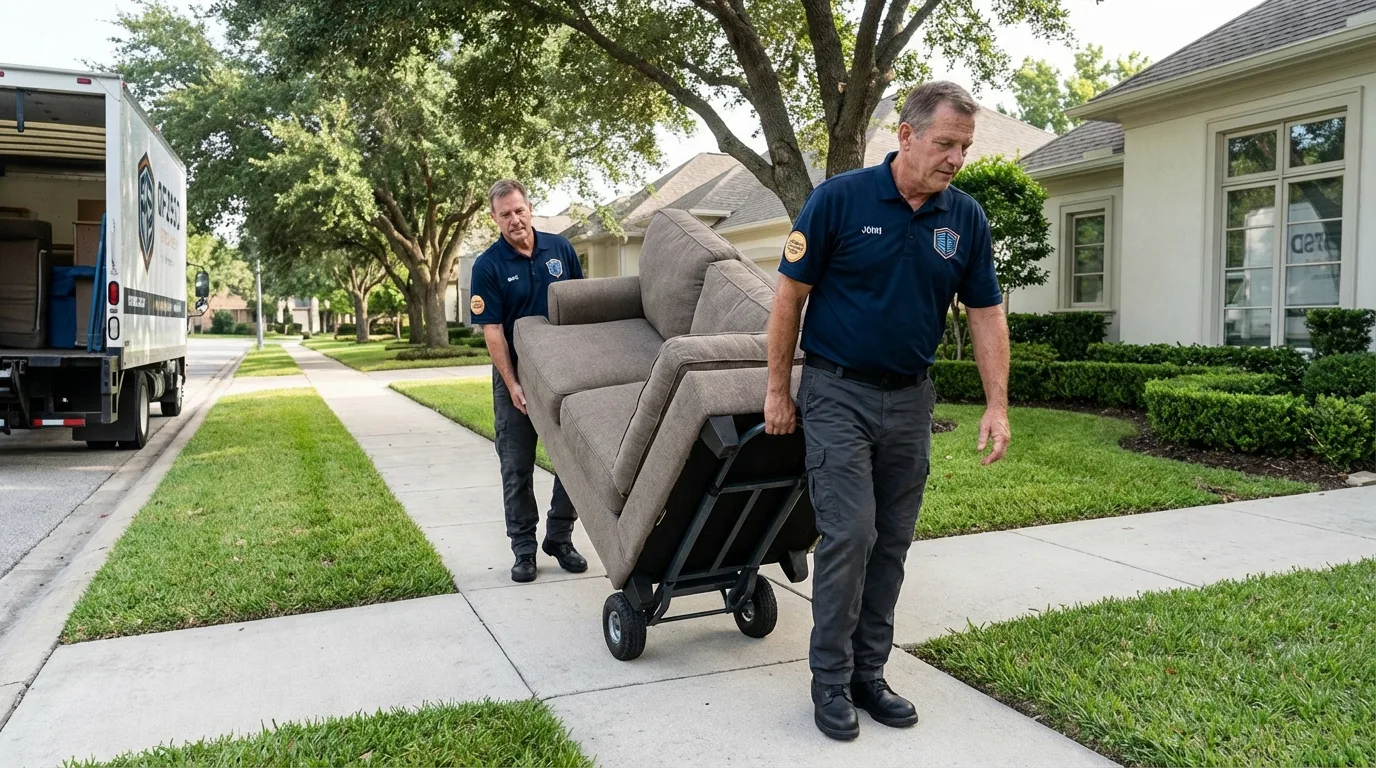 Local residential moving crew loading furniture in Savannah, GA